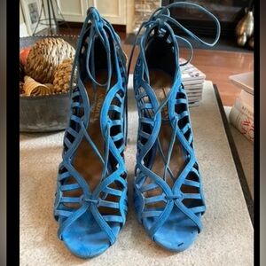 Aquazzura Blue Suede Heels sz 37 US 7